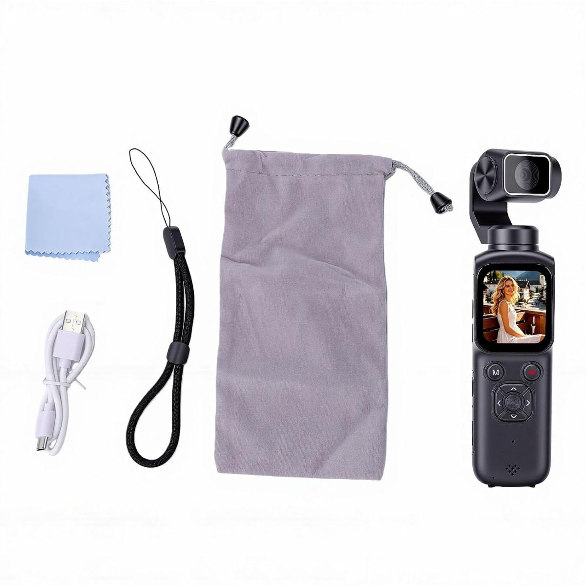 4K Pocket Sport Wi-Fi 75MP 330 Face Tracking Action Camera with Bracket