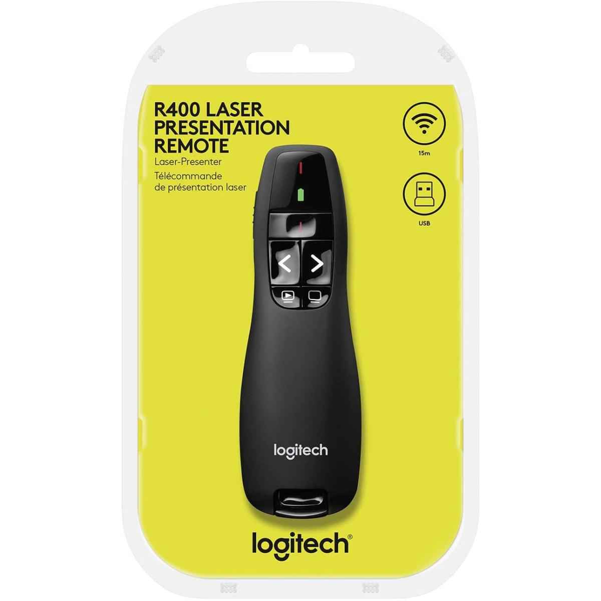 Logitech R400 Wireless Presenter Remote Clicker with Laser Pointer