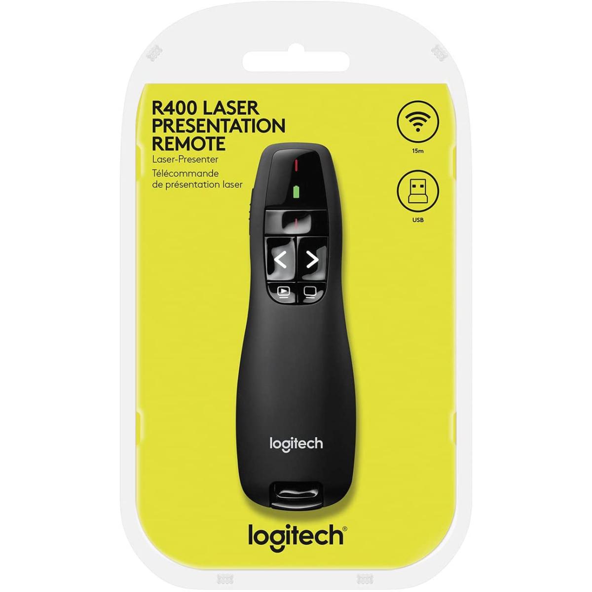Logitech R400 Wireless Presenter Remote Clicker with Laser Pointer