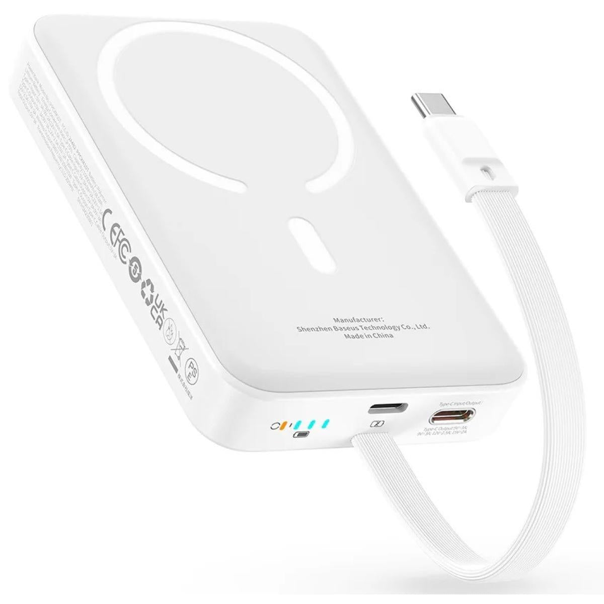 Baseus Magnetic Power Bank 30w 10000mah With Built In Usb C Cable Black