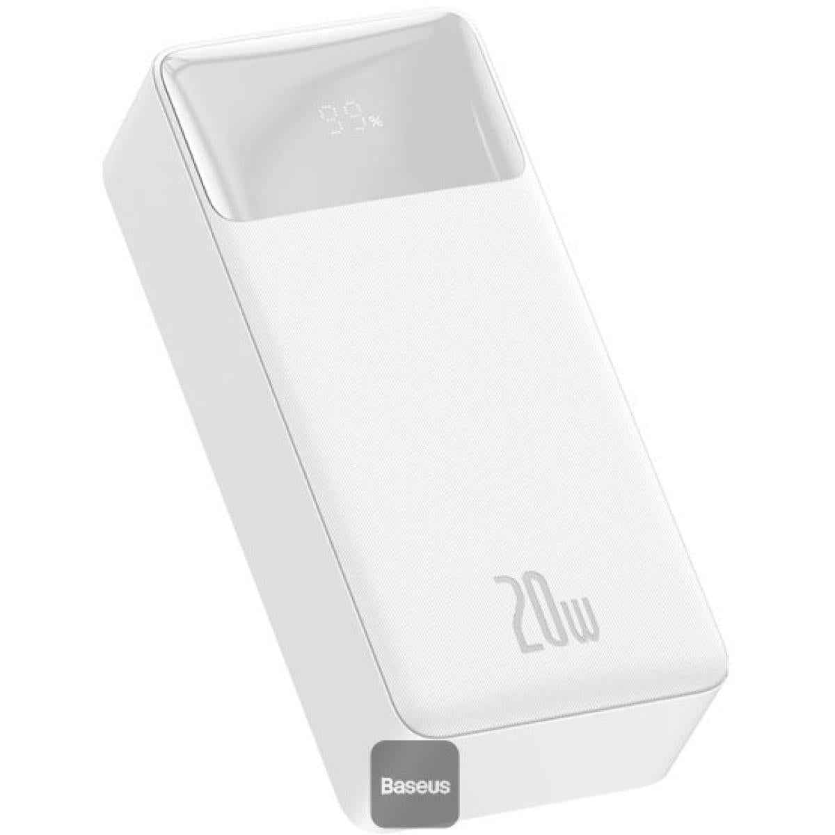 Baseus Bipow Digital Display Power Bank 30000mah 20w Portable Phone Charger White