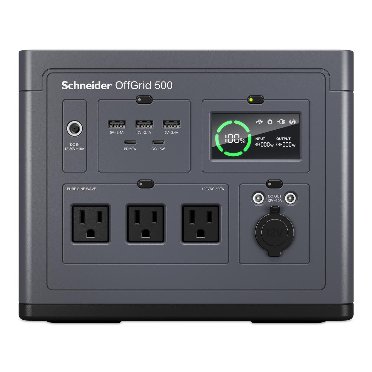 Schneider OffGrid Portable Power Station 500 120V 517Wh Lithium-ion