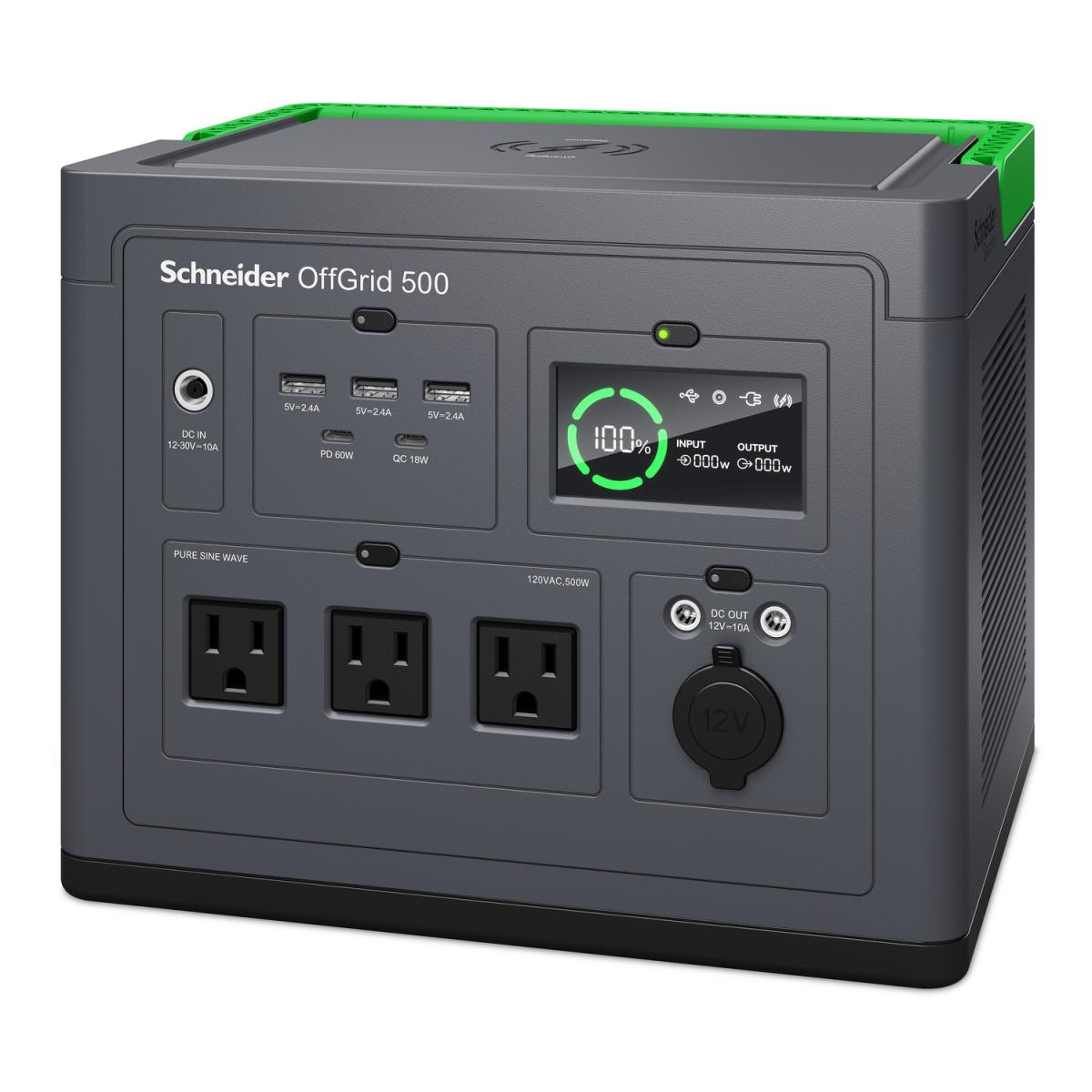Schneider OffGrid Portable Power Station 500 120V 517Wh Lithium-ion