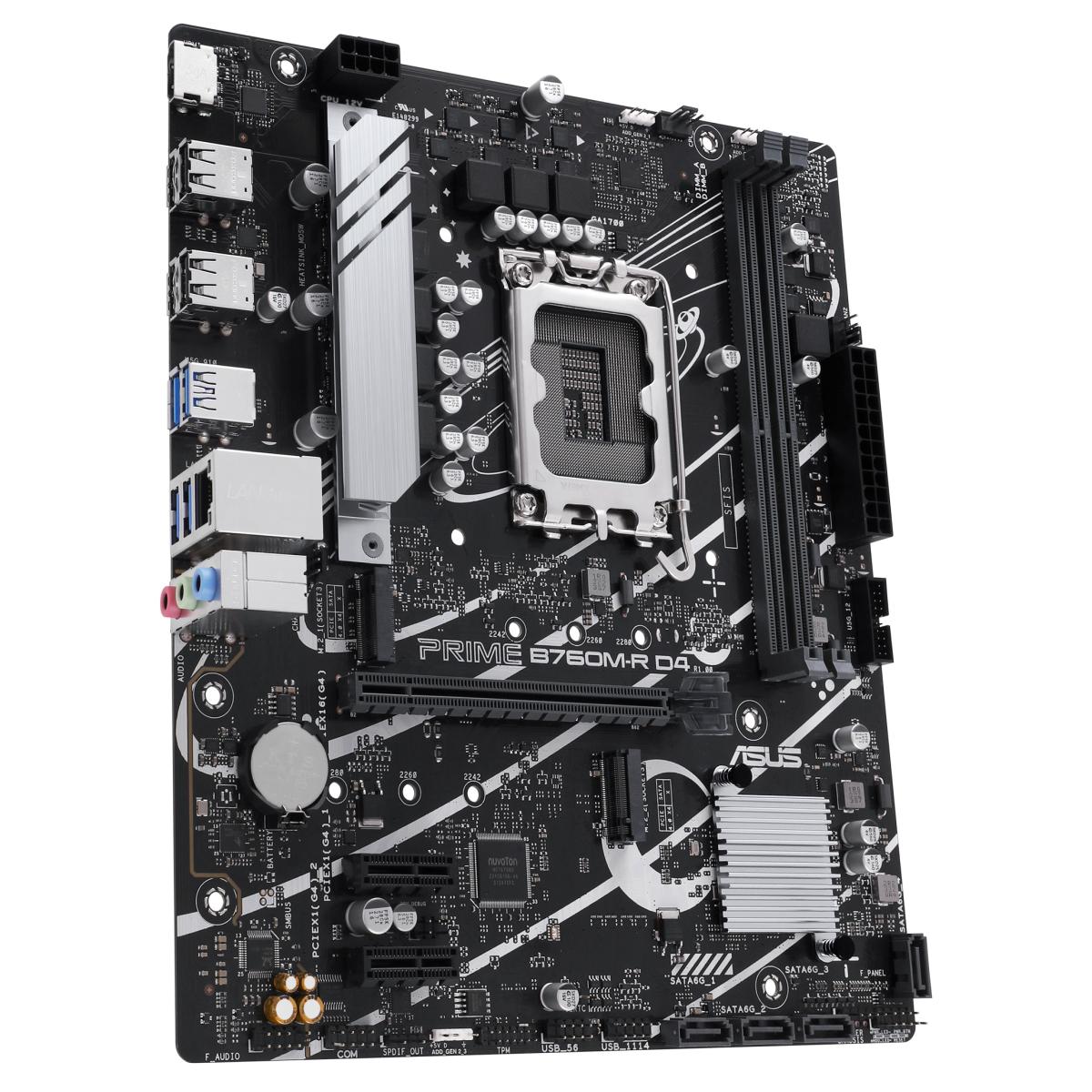 ASUS PRIME B760M - R D4, Intel 14th 13th 12th Series, LGA 1700/DDR4/PCIe 4.0/2xM.2 - mATX Gaming MotherBoard