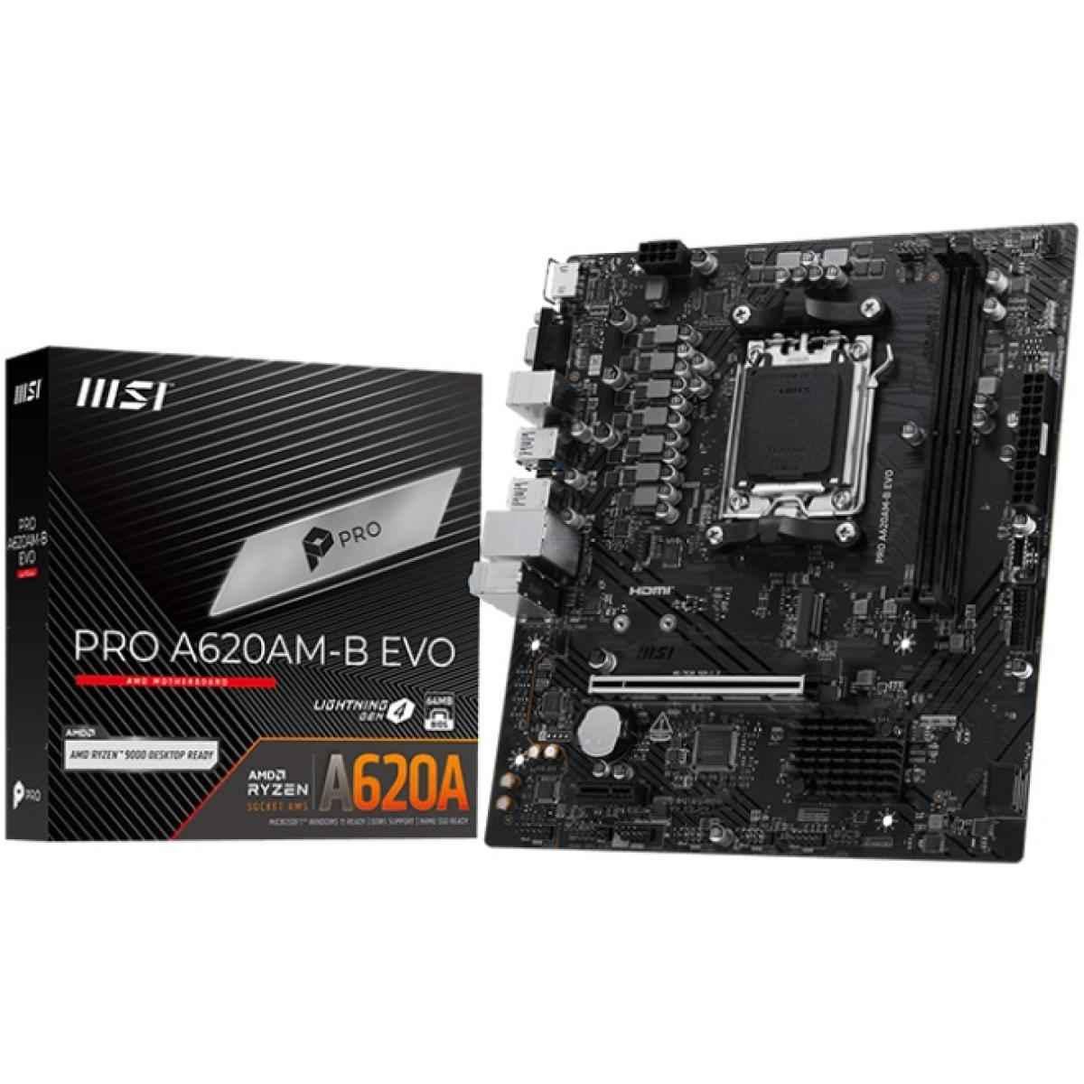 MSI PRO A620AM-B EVO AMD RYZEN  Series AM5/DDR5/PCIe 4.0/1xM.2 - mATX MotherBoard | PRO A620AM-B EVO |