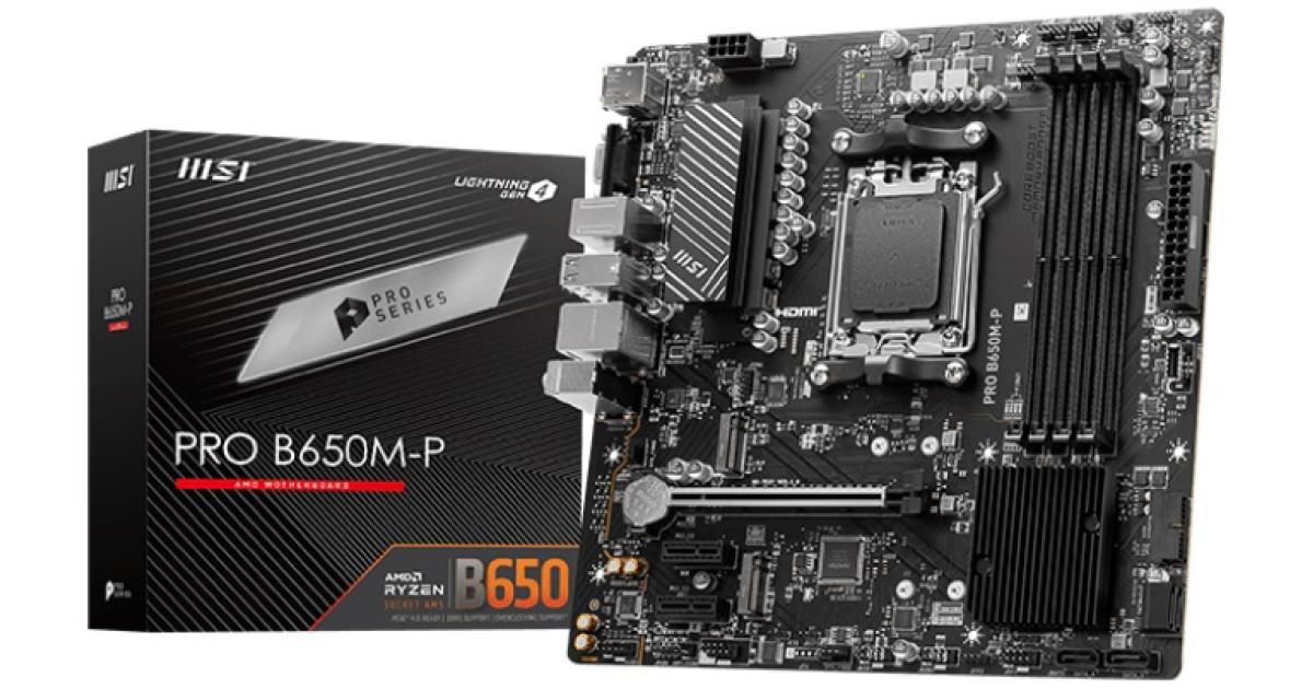 MSI PRO B650M-P AMD RYZEN 7000 Series AM5/DDR5/PCIe 4.0/2xM.2 - mATX Gaming MotherBoard