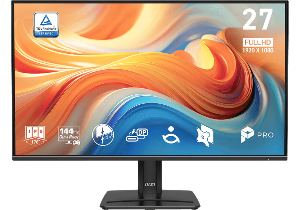 MSI PRO MP272 E14C - 27" FHD Business Monitor, IPS, 144Hz, HDR Ready, Type-C Connectivity, 2 Years Warranty