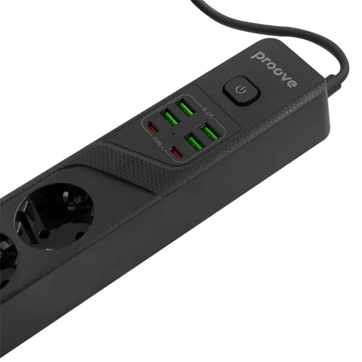 Proove Power Strip Power Socket P 04 (4 Sockets + 4 Usb + 2 Type C) 2м Black Proove Power Strip Power Socket P 04 (4 Sockets + 4 Usb + 2 Type C) 2м Black