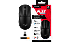 Hyperx Pulsefire Fuse Wireless & Bluetooth Lightweight 75G Long Battery Life Up to 850 hours up to 12k Dpi LED RGB Lighting 2 Support PC, PS5™, Xbox Series X|S , Black