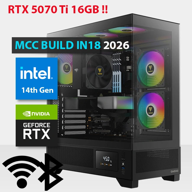 MCC IN18-26 - MIDAS Gaming PC Build || Intel Core i7-14700KF 20-Core - GIGABYTE GeForce RTX 5070 Ti GAMING OC 16GB GDDR7 Graphics Card