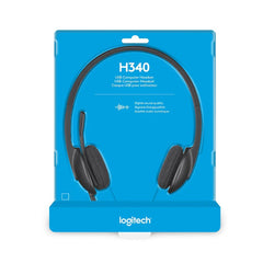 LOGITECH H340 OVER EAR COMPUTER HEADSET WITH NOISE-CANCELLING MICROPHONE USB CABLE
