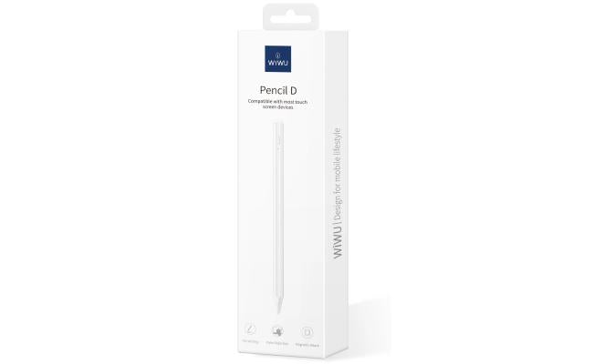 WiWU Pencil D 2 - in - 1 Universal Stylus, Tilt & Pressure Sensitivity, Fast Charging, Ergonomic Design iOS & Android Touch Screens - White