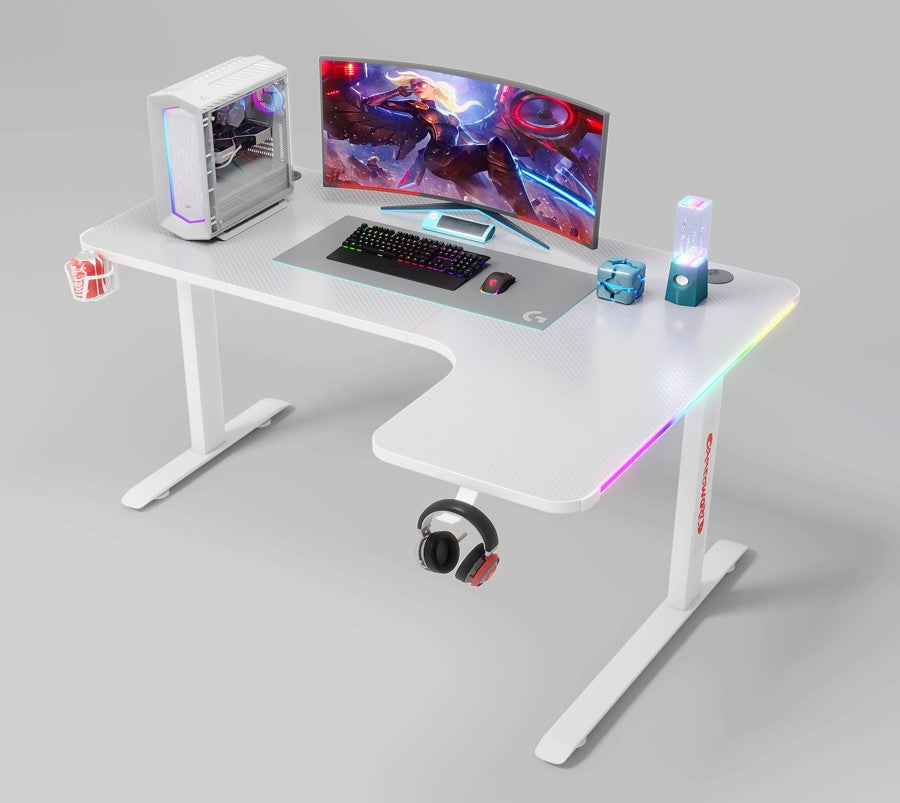 FEEX D2200 Gaming Desk - White / 140x80cm / Right