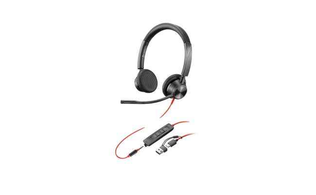 Poly Plantronics - Blackwire 3325 Wired Stereo Headset with Boom Mic (Poly) - Connect to PC/Mac via USB-A or mobile/tablet via 3.5 mm connector - Works with Teams, Zoom & more