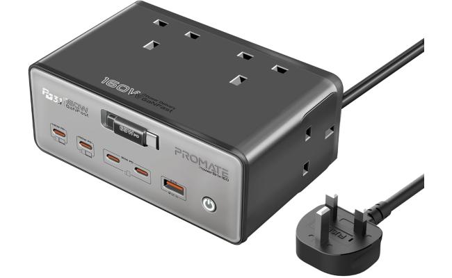 Promate Powerbrix 160 Ganfast 160w Charging Hub, USB cable