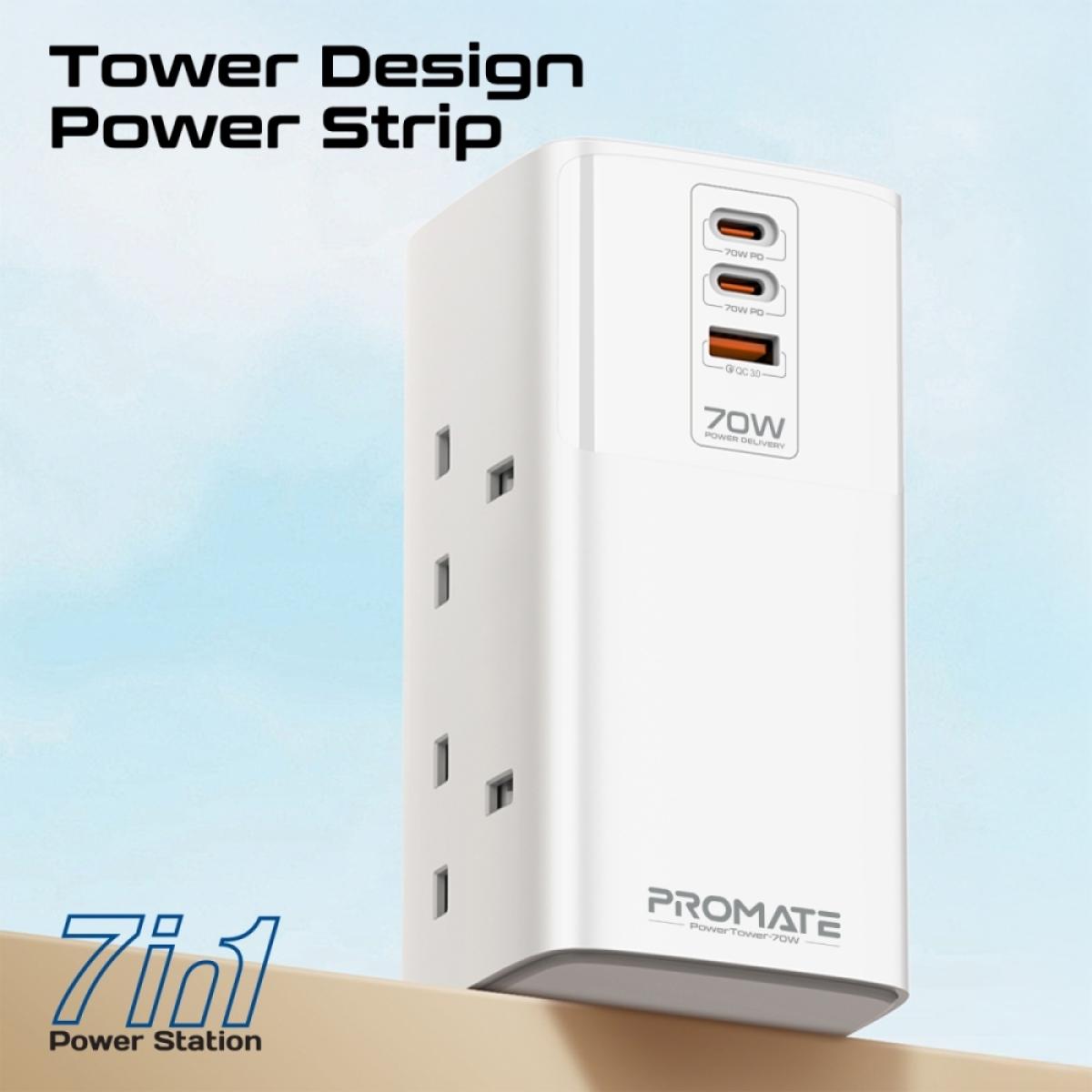 Promate Power Tower 70W multi - port Charging Station dual PD70W USB - C ports