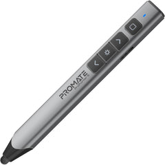 Promate Wireless 2-in-1 Presenter with Multifunctional Stylus, 2.4GHz RF Connectivity, Brilliant Green 200m Laser Pointer, 50m Range, One-Touch Presentation Control - Black