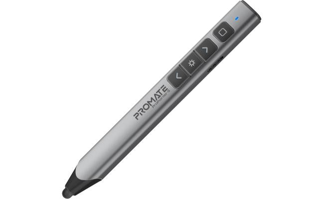 Promate Wireless 2-in-1 Presenter with Multifunctional Stylus, 2.4GHz RF Connectivity, Brilliant Green 200m Laser Pointer, 50m Range, One-Touch Presentation Control - Black Promate Wireless 2-in-1 Presenter with Multifunctional Stylus, 2.4GHz RF Connectivity, Brilliant Green 200m Laser Pointer, 50m Range, One-Touch Presentation Control - Black