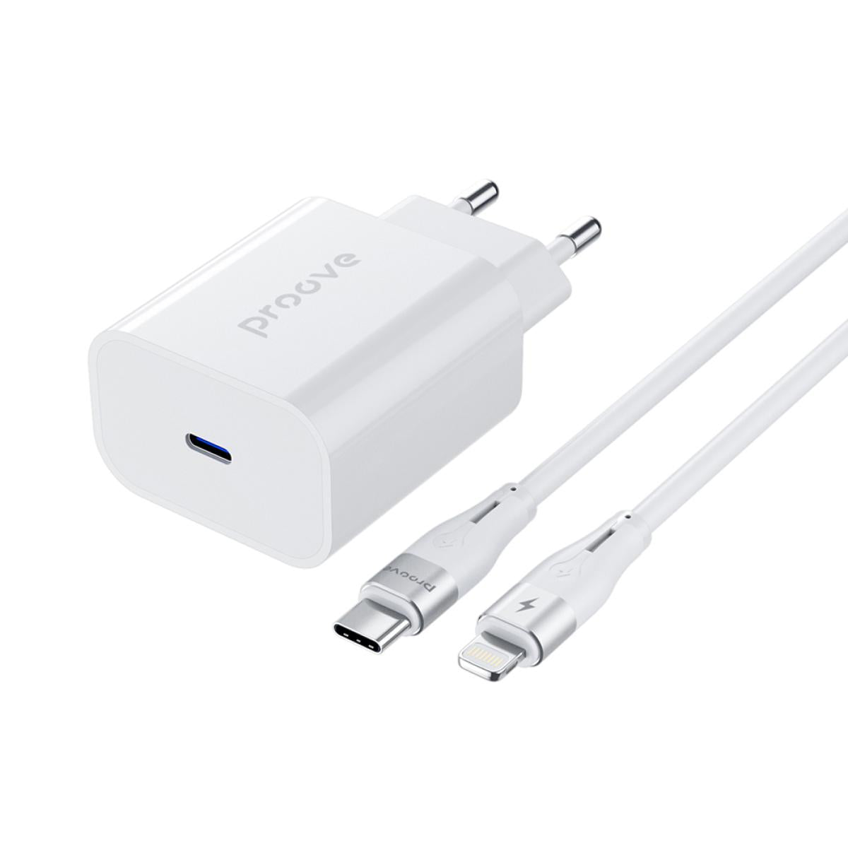 Proove Rapid Pd Wall Charger Type C 20w With Cable Usb C Lightning White Proove Rapid Pd Wall Charger Type C 20w With Cable Usb C Lightning White