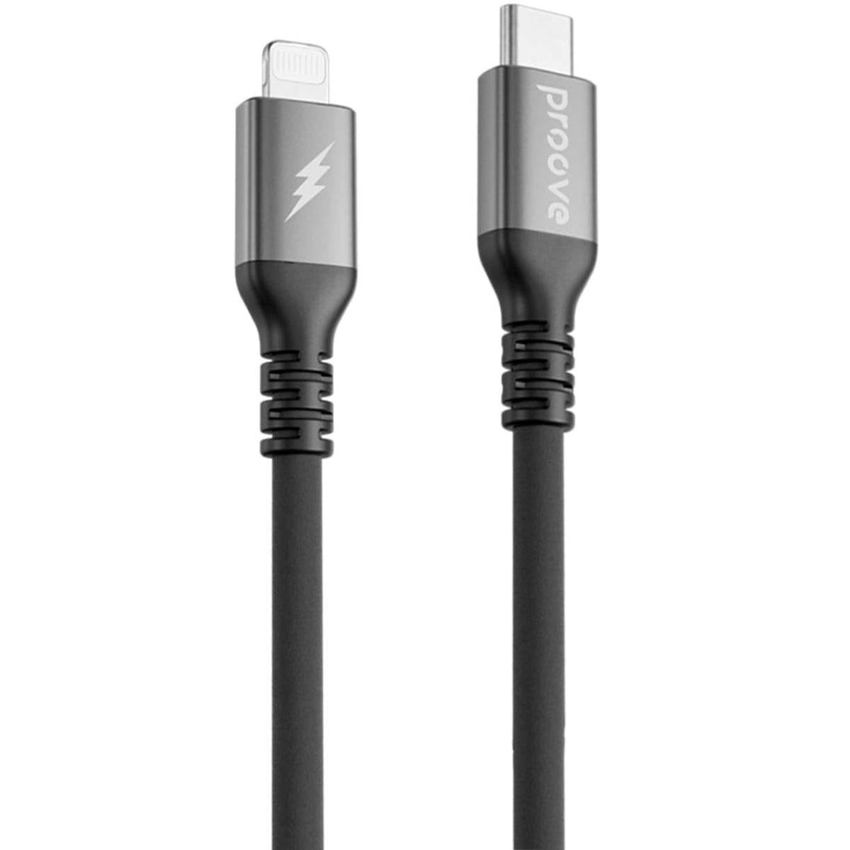 Proove Regen Silicone Type C To Lightning Cable 27w 1m Flexible, Fast Charging – Compatible With Laptops, Tablets, Smartphones, Iphone, Ipad, And More Black - CompuMe