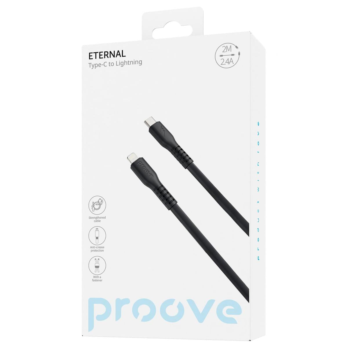 Proove Eternal 60w Type C To Type C, Durable Silicone, Fast Charging, Apple Devices Compatible 2m Black Proove Eternal 60w Type C To Type C, Durable Silicone, Fast Charging, Apple Devices Compatible 2m Black