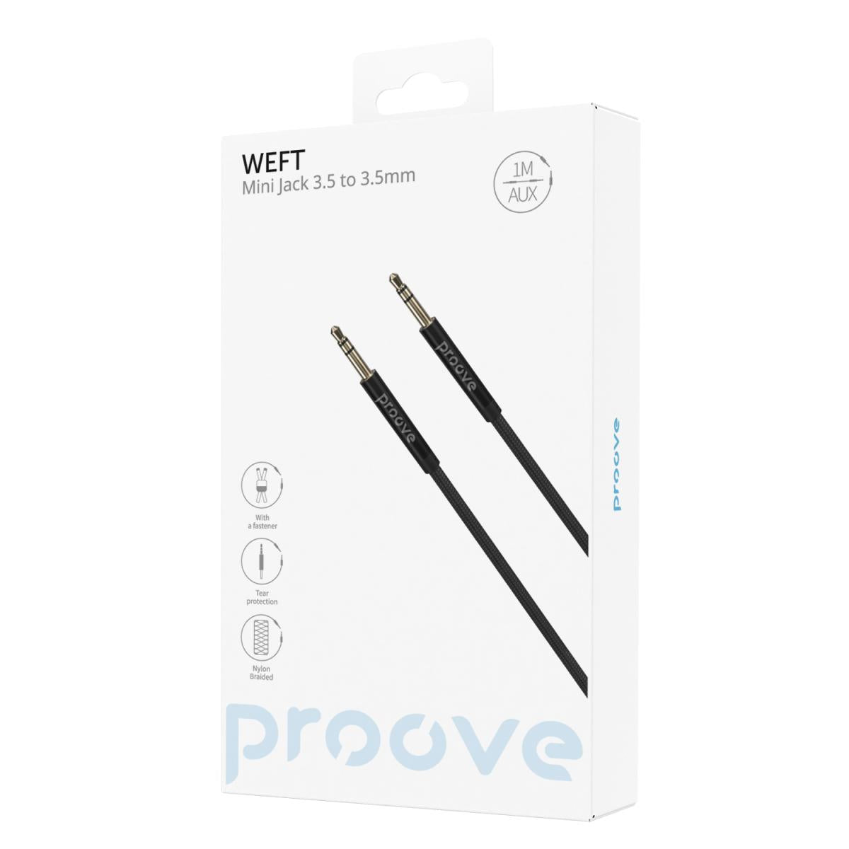 Proove Weft Cable Aux 3.5 to 3.5mm Jack Audio Cable 1 meter Black
