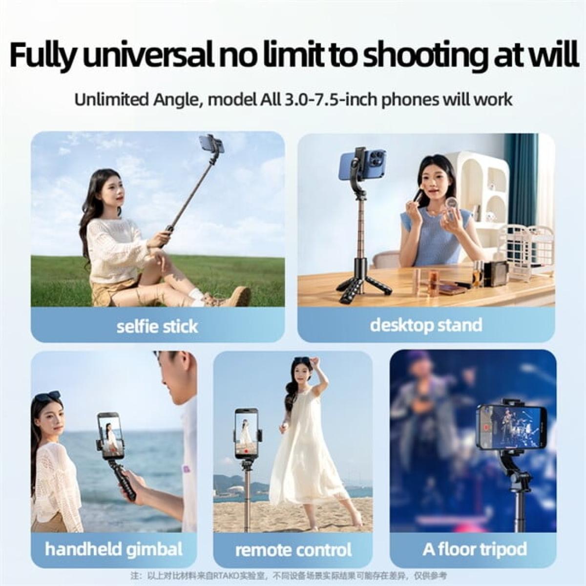 Rtako Q10r Mini Selfie Stick Pocket Sized 65cm Portable Anti Shake, Selfie Live Broadcast Black Rtako Q10r Mini Selfie Stick Pocket Sized 65cm Portable Anti Shake, Selfie Live Broadcast Black