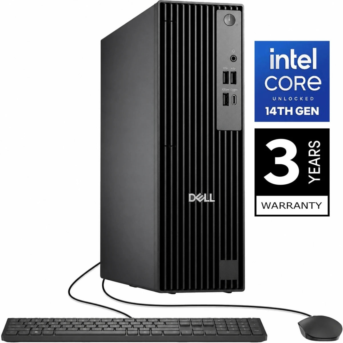 Dell Pro Slim QCS1250 (2025) 14Gen Intel Core i7 14700 vPro 20-Cores Performance & Expandability in a Space-Saving Design w/ 3 Years Warranty - Black
