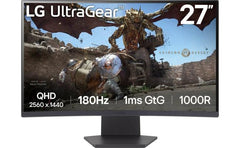 Lg Ultragear 27gs60qc 27" Curved 1000r 2k Qhd 180hz 1ms Hdr 10 Srgb 99% Amd Freesync Borderless Design W/2x Hdmi 1x Display Port Black