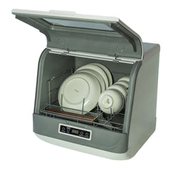 Mini Dish Washer 6 Sets, White with Silver - DWS_T05