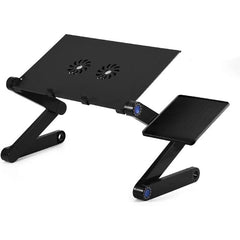PORTABLE ADJUSTABLE LAPTOP TABLE STAND WITH 2 CPU COOLING FANS AND MOUSE PAD