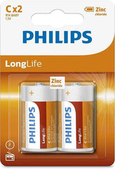 Golden Connector Philips C - Batteries - R14L2B - Battery Pack of 2 - Zinc Chloride Technology - 3 Year Shelf Life - 1.5V
