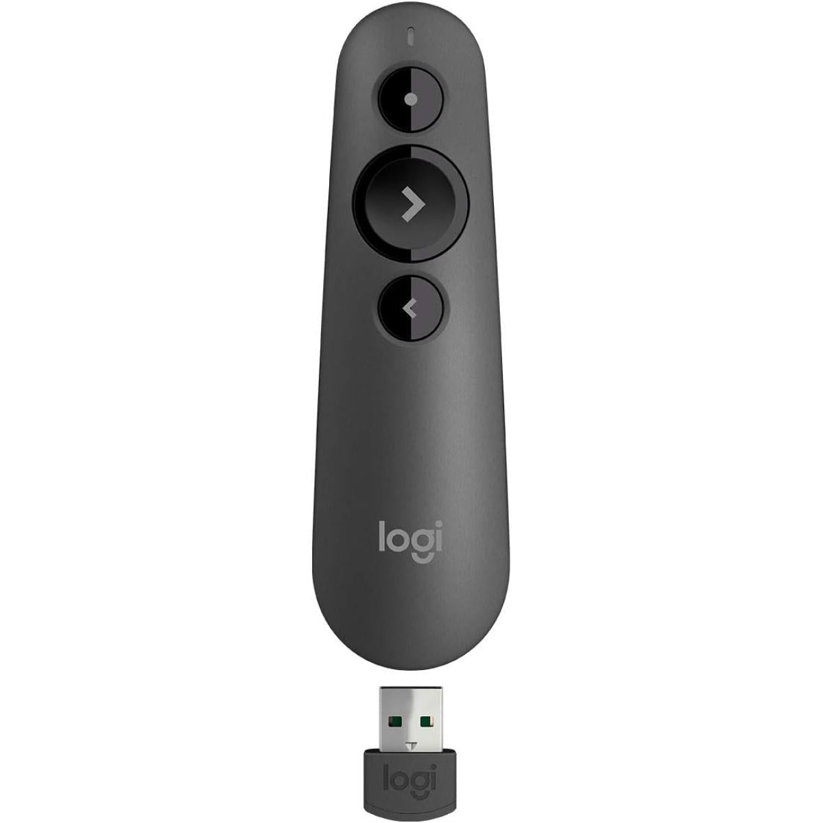 Logitech Wireless Presenter R500s, PowerPoint Clicker with Laser Pointer, Wireless Presentation Clicker Remote - Graphite