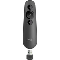 Logitech Wireless Presenter R500s, Powerpoint Clicker With Laser Pointer, Wireless Presentation Clicker Remote Graphite