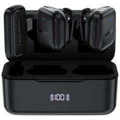 ACEFAST R6 Dual Wireless Lavalier Microphone Kit with Charging Case Black