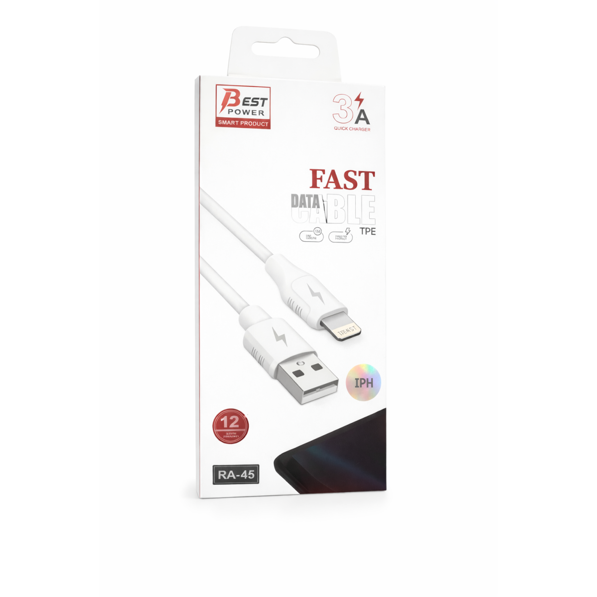 Power RA - 45 USB - A to Lightning Cable - 3A Fast Charging, USB cable