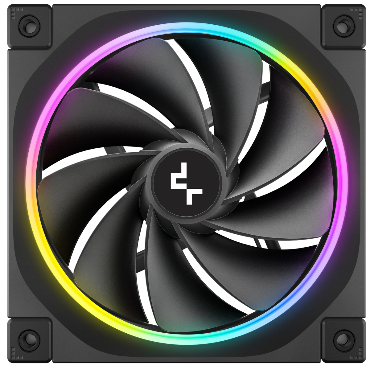 DeepCool FL12R Reversed Fan Blade 120mm Case Fans, 2150 RPM Fan Speed, 55 CFM Fan Airflow, Fluid Dynamic Bearing Type, 4-Pin PWM Fan Connector, Addressable RGB LED, Single Pack, Black DeepCool FL12R Reversed Fan Blade 120mm Case Fans, 2150 RPM Fan Speed, 55 CFM Fan Airflow, Fluid Dynamic Bearing Type, 4-Pin PWM Fan Connector, Addressable RGB LED, Single Pack, Black