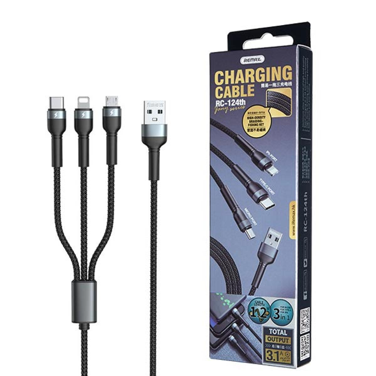 Remax RC-124TH 1.2M 2A 3 IN 1 Charger Cable