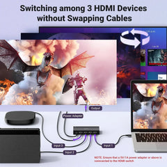 Ugreen 15376 Hdmi Switch 3 In 1 4k60hz With Remote Control