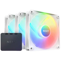 NZXT F120 RGB Core Triple Pack 3IN1 (White) PWM Airflow Fans & Controller, Fluid Dynamic Bearing (FDB) For Quiet & Cool Operations, Elegant Frame Design & Anti-Vibration Rubber Corners | RF-C12TF-W1 (White) |