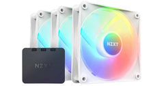 NZXT F120 RGB Core Triple Pack 3IN1 (White) PWM Airflow Fans & Controller, Fluid Dynamic Bearing (FDB) For Quiet & Cool Operations, Elegant Frame Design & Anti-Vibration Rubber Corners