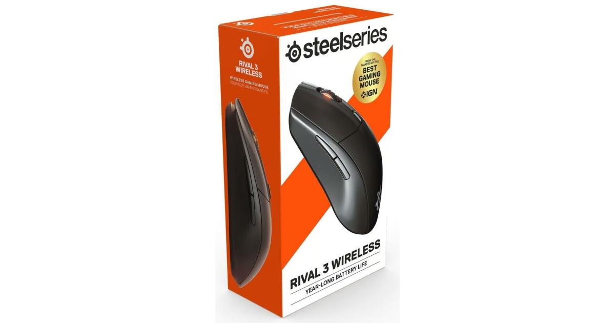SteelSeries Rival 3 Wireless (Dual Connectivity 2.4GHz & BT.5) Ultra-low latency Gaming Mouse 18000 DPI w/ Optical TrueMove Air Sensor (2x AAA Batteries)