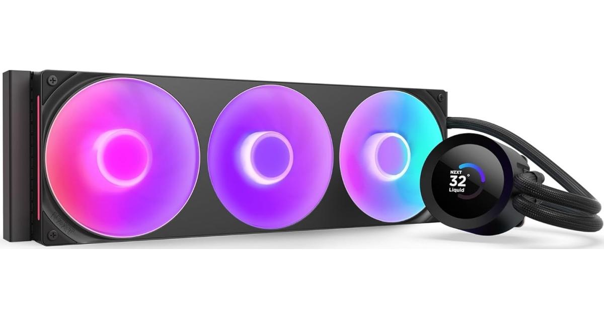 NZXT Kraken Plus 360 RGB (Black) LCD Display All-In-One 360mm Liquid CPU Cooler w/ Enhanced Cold Plate, RPM, Static Pressure F360 RGB Core Single Frame Fan