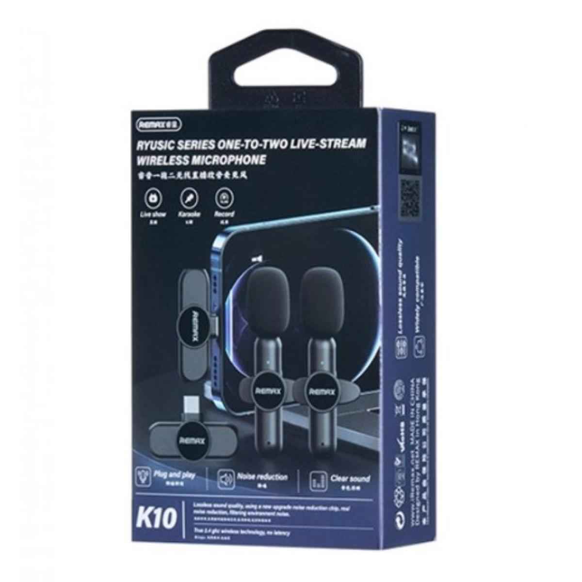 Remax K10 Ryusic Series One-to-Two Live Stream Wireless Microphone -Type-C