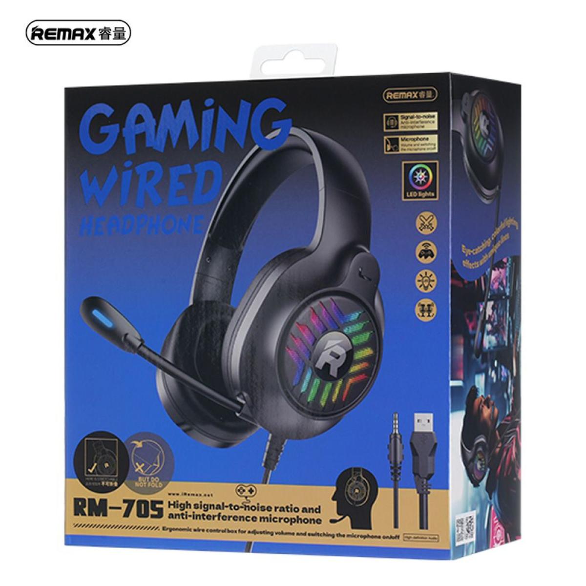 Remax RM-705 RGB Gaming Wired Headset Headphone USB+3.5mm -Black