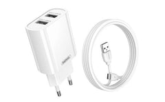Remax Rp U35 Eu Wall Charger With 2 Charging Ports For Lightning Port Type C
