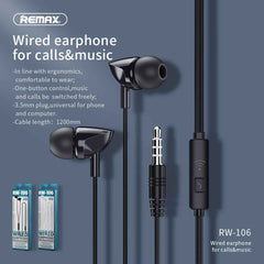 Remax RW-106 Wired Earphone For iPhone 6s 6 5s 5 Xiaomi Samsung Huawei Earbuds