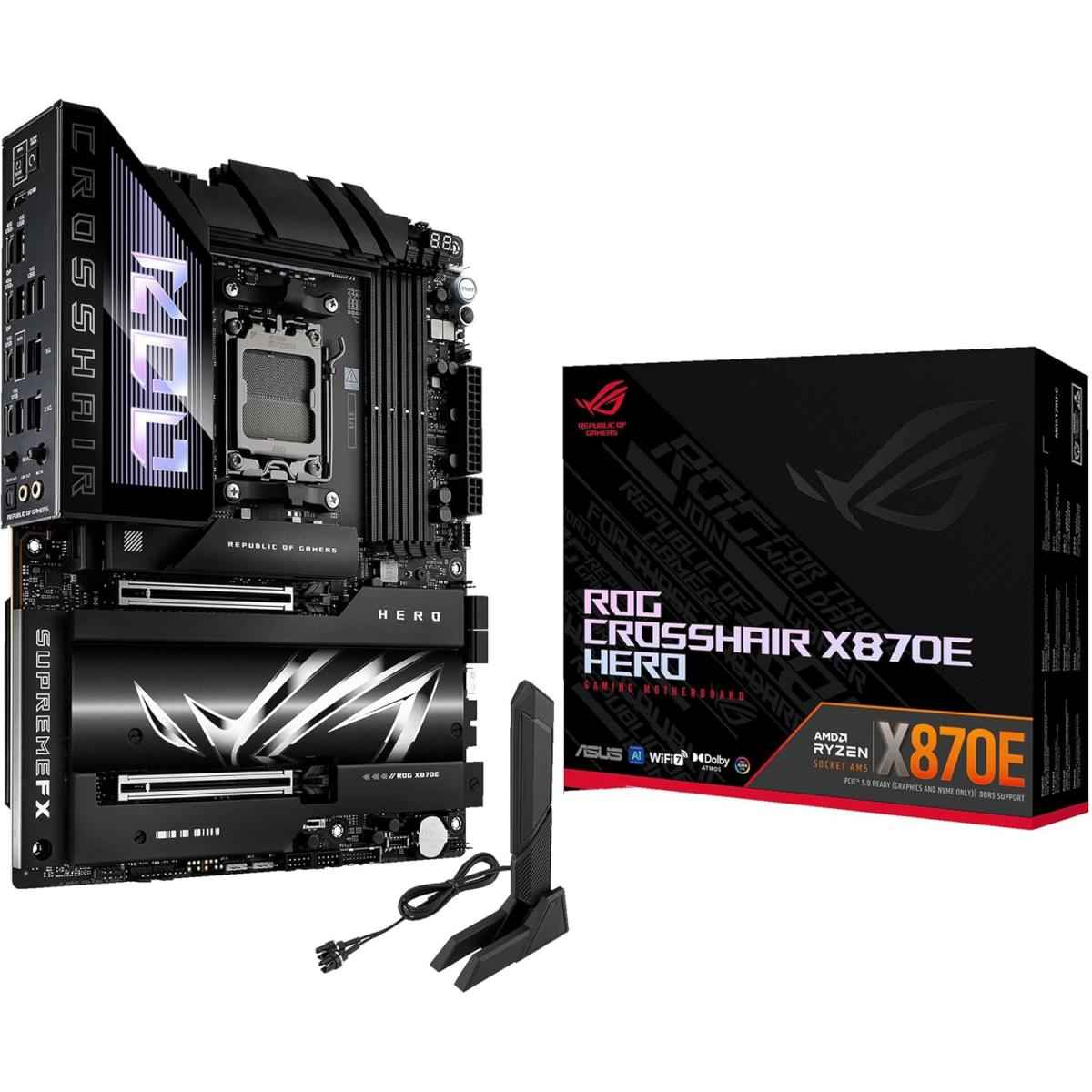 ASUS ROG CROSSHAIR X870E HERO WIFI (Wi-Fi 7) AMD RYZEN Series AM5/DDR5/PCIe 5.0/5xM.2 - ATX Gaming MotherBoard | ROG CROSSHAIR X870E HERO |