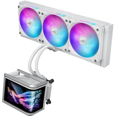 ASUS ROG Ryuo IV SLC 360 ARGB 6.67" AMOLED 3D Curved Panoramic Display, Ultra Performance All-In-One 360mm Liquid CPU Cooler, Sliding LCD Panel w/ Pre-Installed 3x ROG RYUO IV MF-12C ARGB Fan - White Edition | ROG Ryuo IV SLC 360 ARGB - White Edition