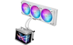 ASUS ROG Ryuo IV SLC 360 ARGB 6.67" AMOLED 3D Curved Panoramic Display, Ultra Performance All-In-One 360mm Liquid CPU Cooler, Sliding LCD Panel w/ Pre-Installed 3x ROG RYUO IV MF-12C ARGB Fan - White Edition